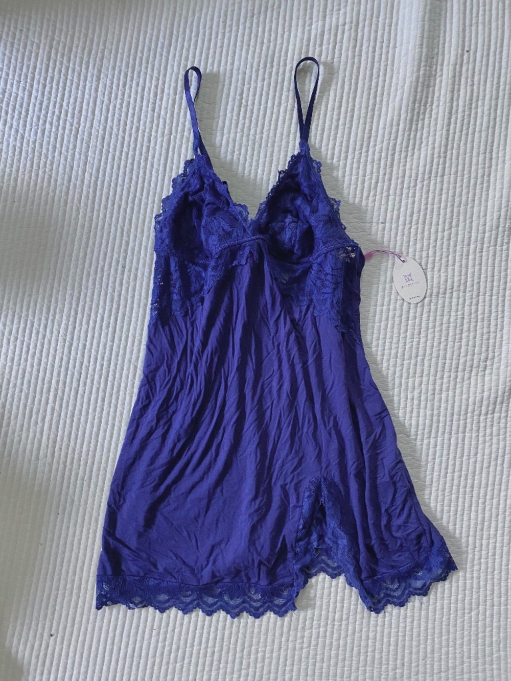 Navy blue lace lingerie style mini dress